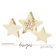 Himmlische Tiroler Sterne aus Zirbe Gr. 4 mit Gravur 1